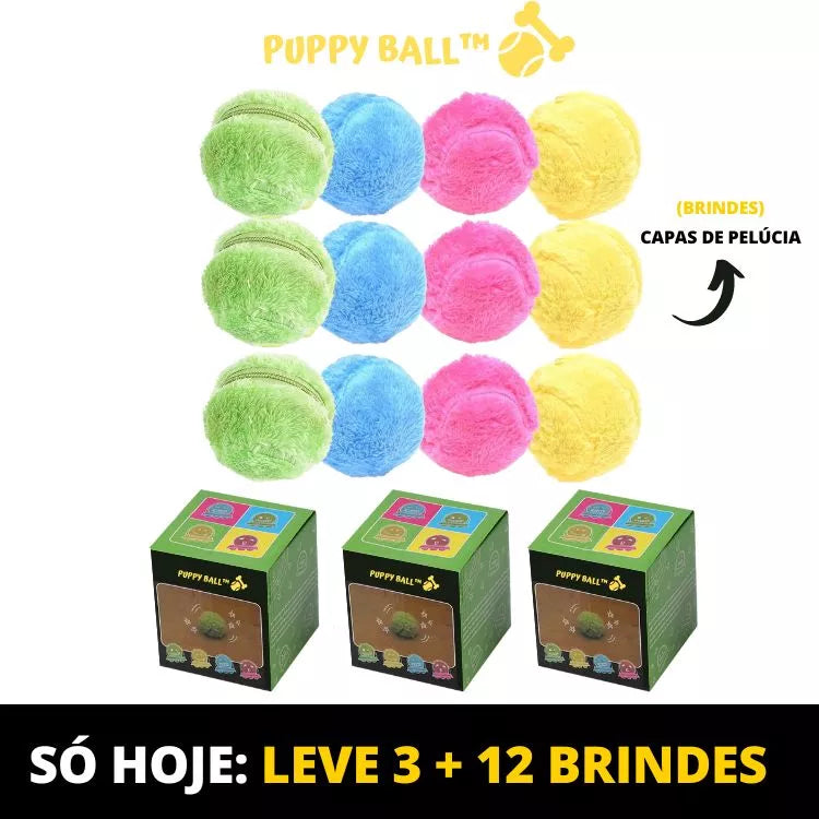 Puppy Ball Bolinha de Rolagem Automática + 4 Brindes (Capas de Pelúcia)