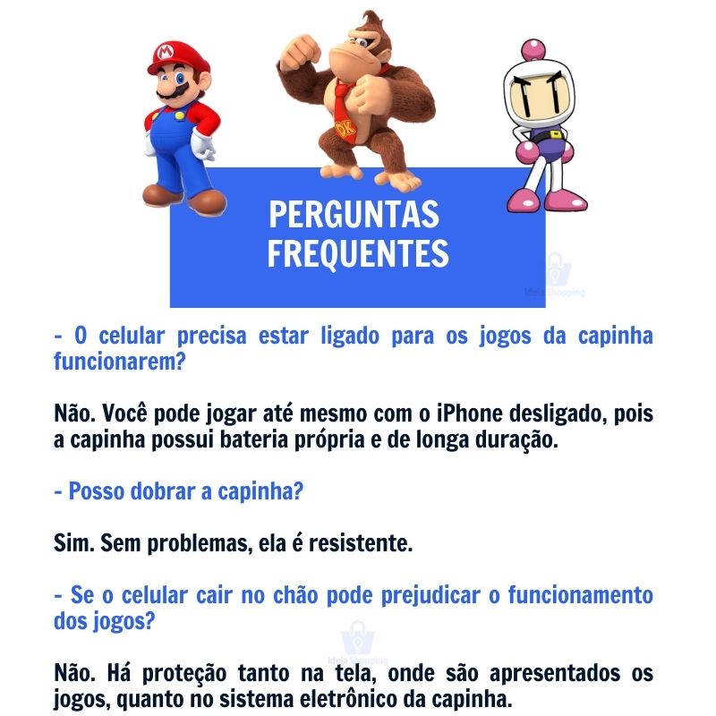 Capa de iPhone GameCase Retrô ORIGINAL com MAIS DE 30 JOGOS nostálgicos + CABO USB DE BRINDE (ÚLTIMO DIA EM PROMOÇÃO)