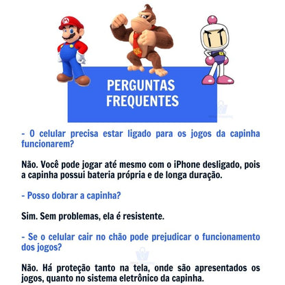 Capa de iPhone GameCase Retrô ORIGINAL com MAIS DE 30 JOGOS nostálgicos + CABO USB DE BRINDE (ÚLTIMO DIA EM PROMOÇÃO)