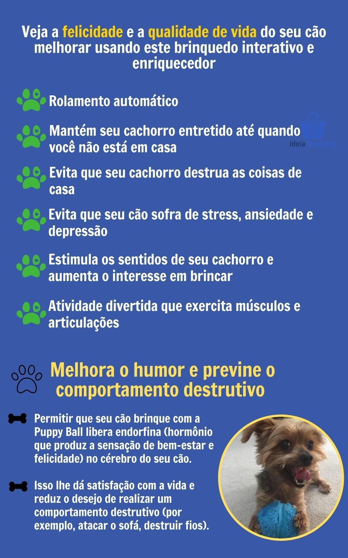 Puppy Ball Bolinha de Rolagem Automática + 4 Brindes (Capas de Pelúcia)