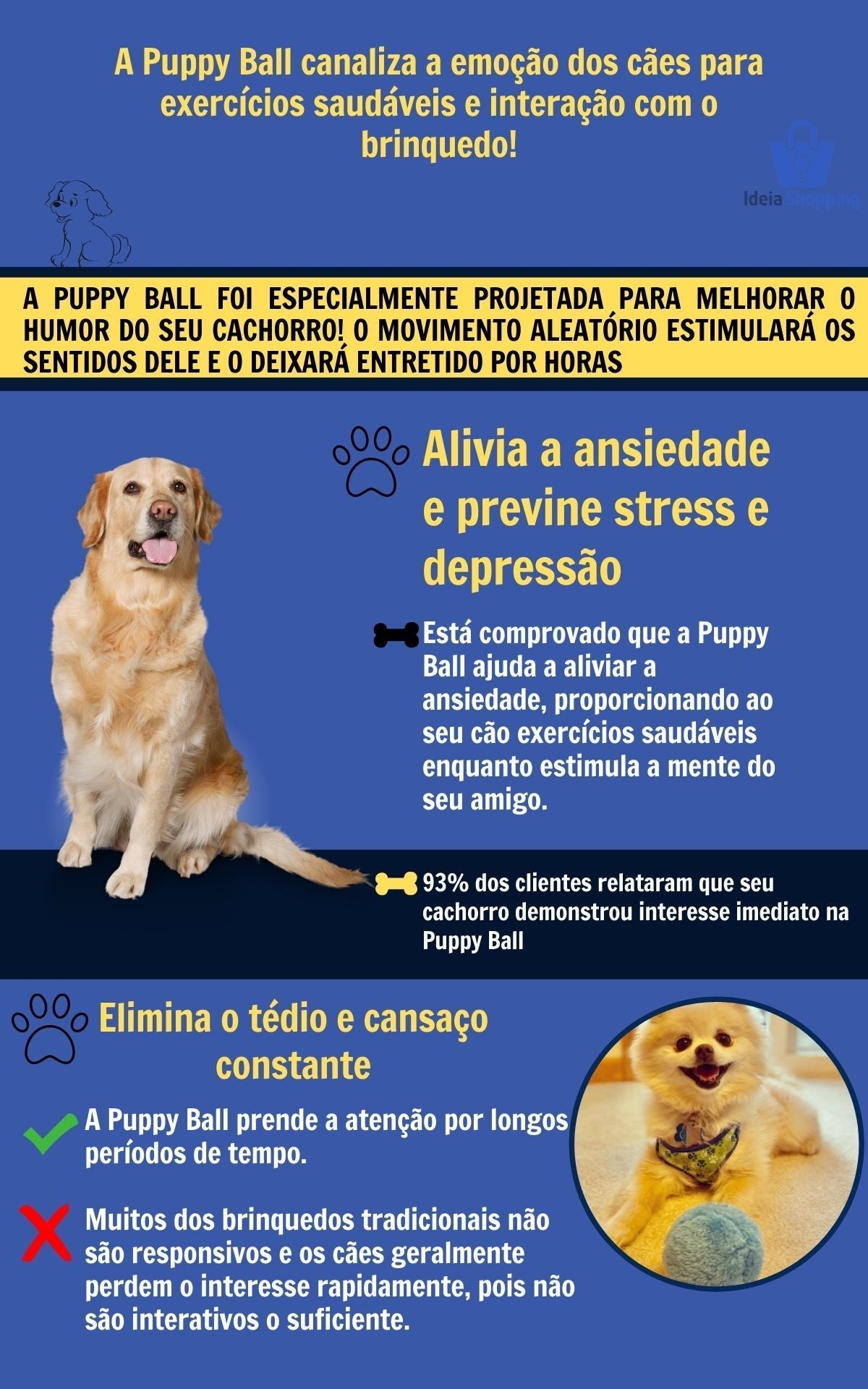 Puppy Ball Bolinha de Rolagem Automática + 4 Brindes (Capas de Pelúcia)