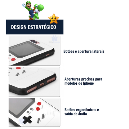 Capa de iPhone GameCase Retrô ORIGINAL com MAIS DE 30 JOGOS nostálgicos + CABO USB DE BRINDE (ÚLTIMO DIA EM PROMOÇÃO)