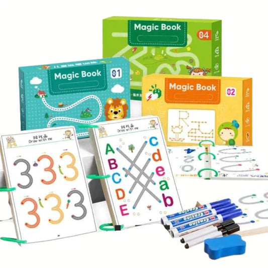 Caderno de Traço e Desenho Infantil - Magic Book (Caderno, Canetas e Apagador)