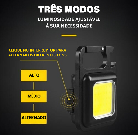 Mini Flashlight - Chaveiro multifuncional com luz recarregável