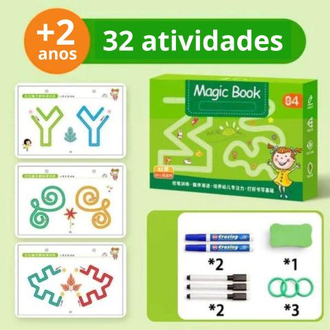 Caderno de Traço e Desenho Infantil - Magic Book (Caderno, Canetas e Apagador)