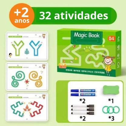 Caderno de Traço e Desenho Infantil - Magic Book (Caderno, Canetas e Apagador)