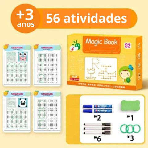 Caderno de Traço e Desenho Infantil - Magic Book (Caderno, Canetas e Apagador)
