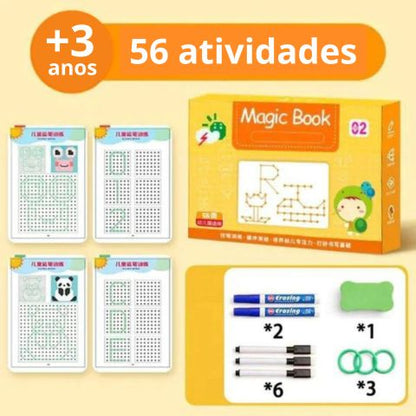 Caderno de Traço e Desenho Infantil - Magic Book (Caderno, Canetas e Apagador)