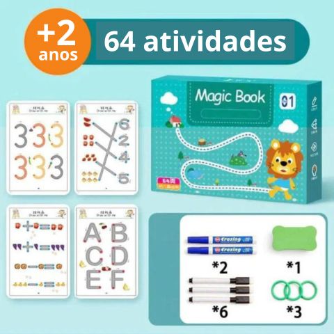 Caderno de Traço e Desenho Infantil - Magic Book (Caderno, Canetas e Apagador)